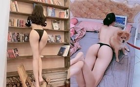 สาวสวยอยู่ด้านบนของความสุขคราง